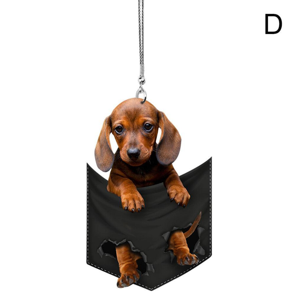 (D) Funny Car Rearview Mirror Cute Pocket Pendant Hanging Puppy Colorful Dog Ornament 110691679673