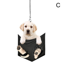 (C) Funny Car Rearview Mirror Cute Pocket Pendant Hanging Puppy Colorful Dog Ornament
