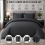 (Single, Charcoal) 4PC Stripe Duvet Quilt Cover Luxury Hotel Quality Bedding Set 1