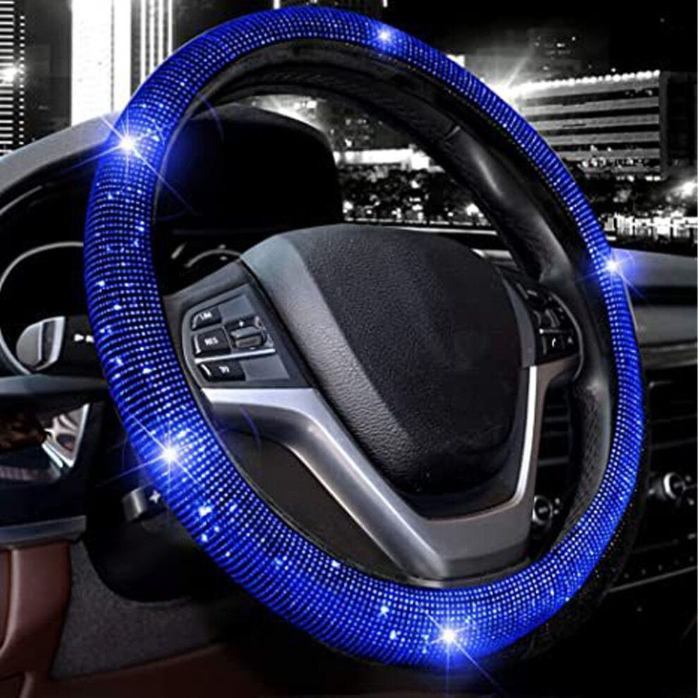 ( Diamonds) Sparkly Crystal Diamond Glitter Universal Steering Wheel Cover Blue 123643773176