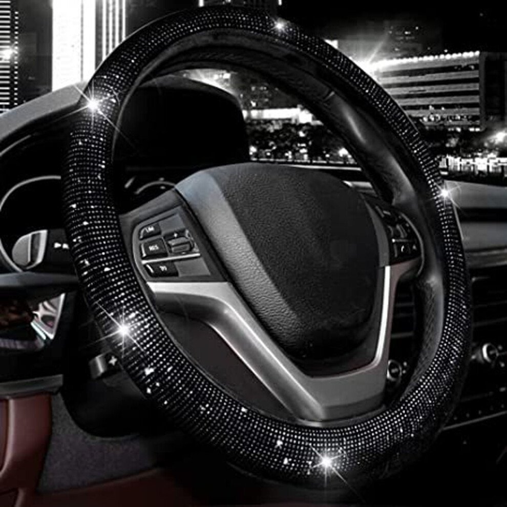 ( Diamonds) Sparkly Crystal Diamond Glitter Universal Steering Wheel Cover White 123643773152