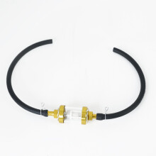 (Gold) Motorcycle Inner Fuel Filter Gasoline Filters + Petrol Fuel Line Hose + Clips