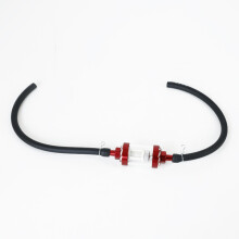 (Red) Motorcycle Inner Fuel Filter Gasoline Filters + Petrol Fuel Line Hose + Clips