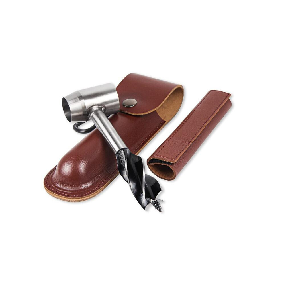 (Leather Brown) Durable Survival Tools For Bushcraft Hand Auger Wrench Wood Drill Outdoor 110691703651