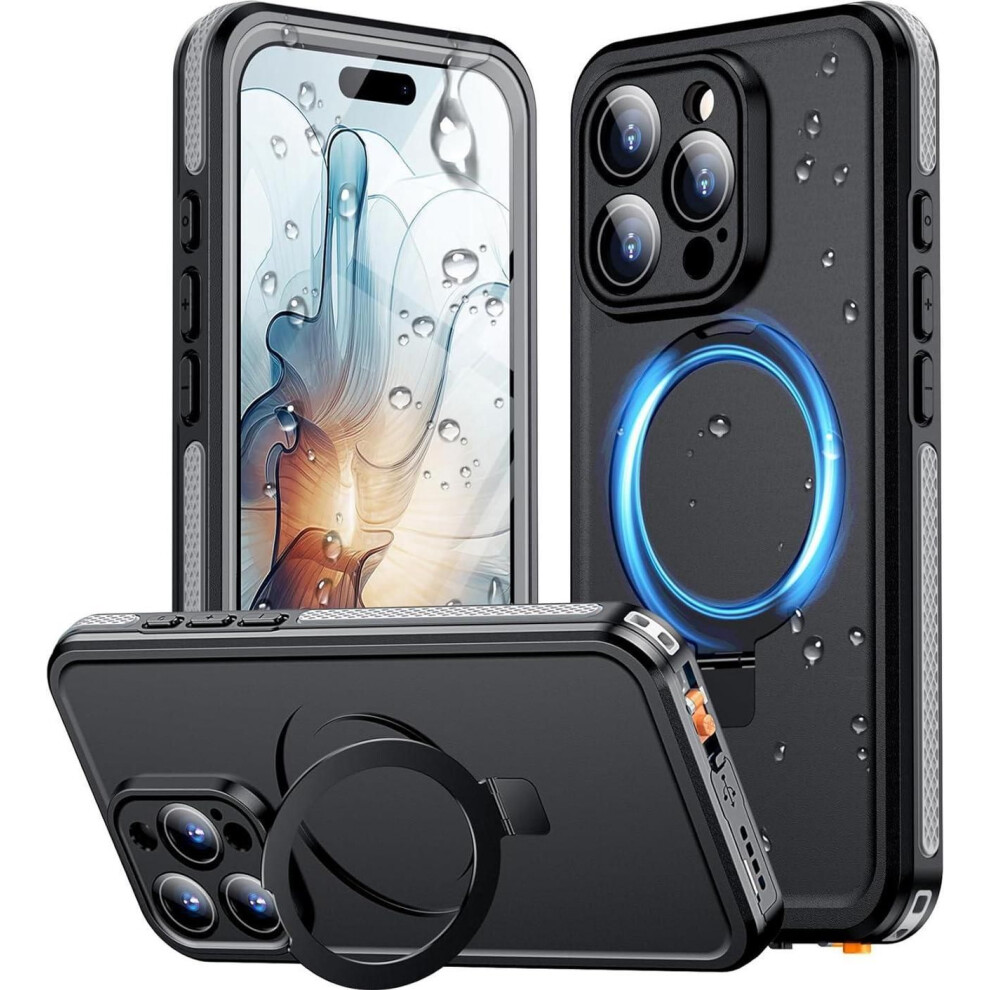 Magnetic For Iphone 16 Pro Max Case Waterproof, [Built-In Ring Invisible Stand & Screen Protector][Ip68 Underwater][Dropproof][Dustproof][Real 360] Sh 609808390681