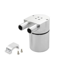 (Silver) Billet Oil Catch Can Tank, Baffled Aluminum, for BMW N54 335i & 535i