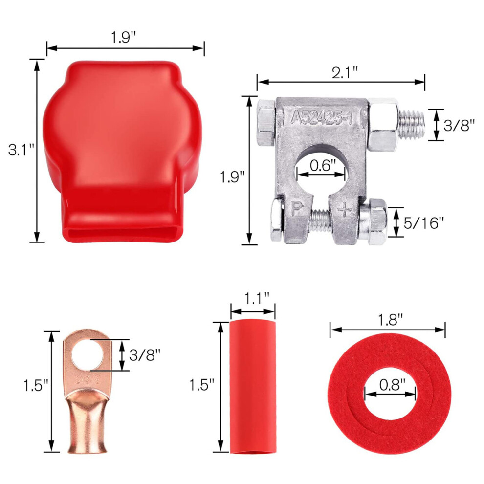 Top Post Battery Terminal Connector Positive Negative End W/Cover For Car Marine 110691670472