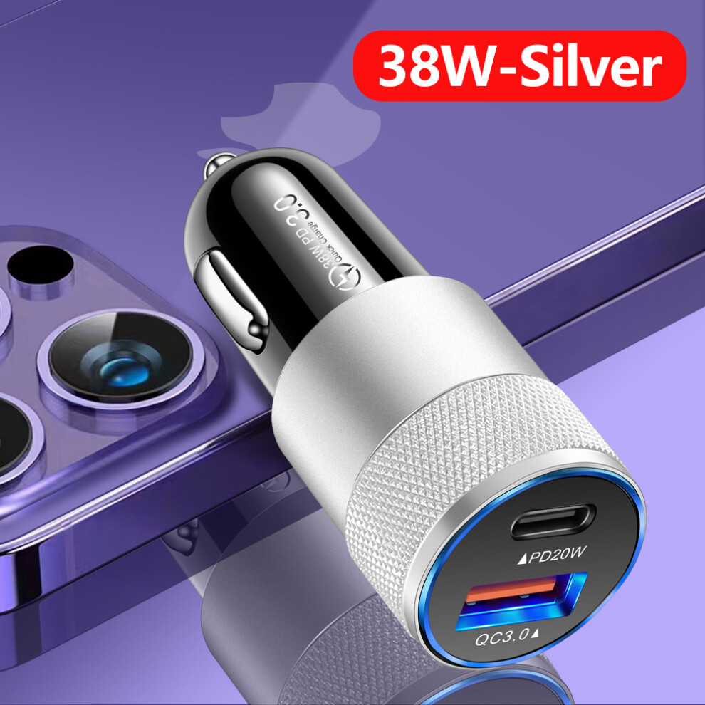 (White) Pd 38W Charger Adapter Qc3.0 18W+Pd 20W Usb+Type-C Car Phone Charger White 110691680150