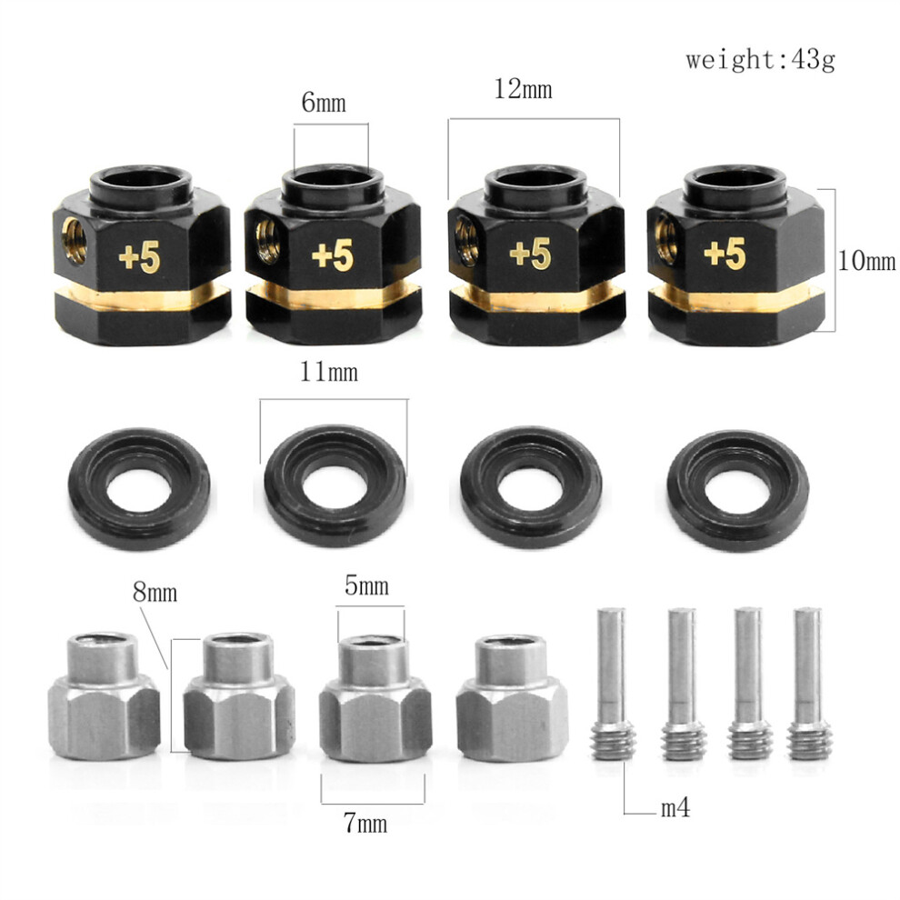 (+5Mm) 12Mm Hex Brass Wheel Hex Hub Extenders For Traxxas Trx4 Trx6 Rc Car Accessories 110691703866