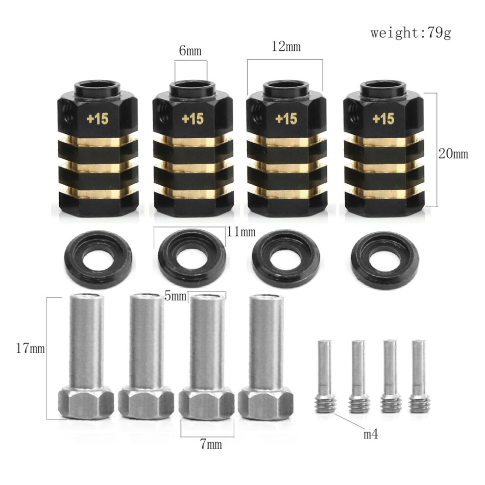 (+15Mm) 12Mm Hex Brass Wheel Hex Hub Extenders For Traxxas Trx4 Trx6 Rc Car Accessories 110691703880
