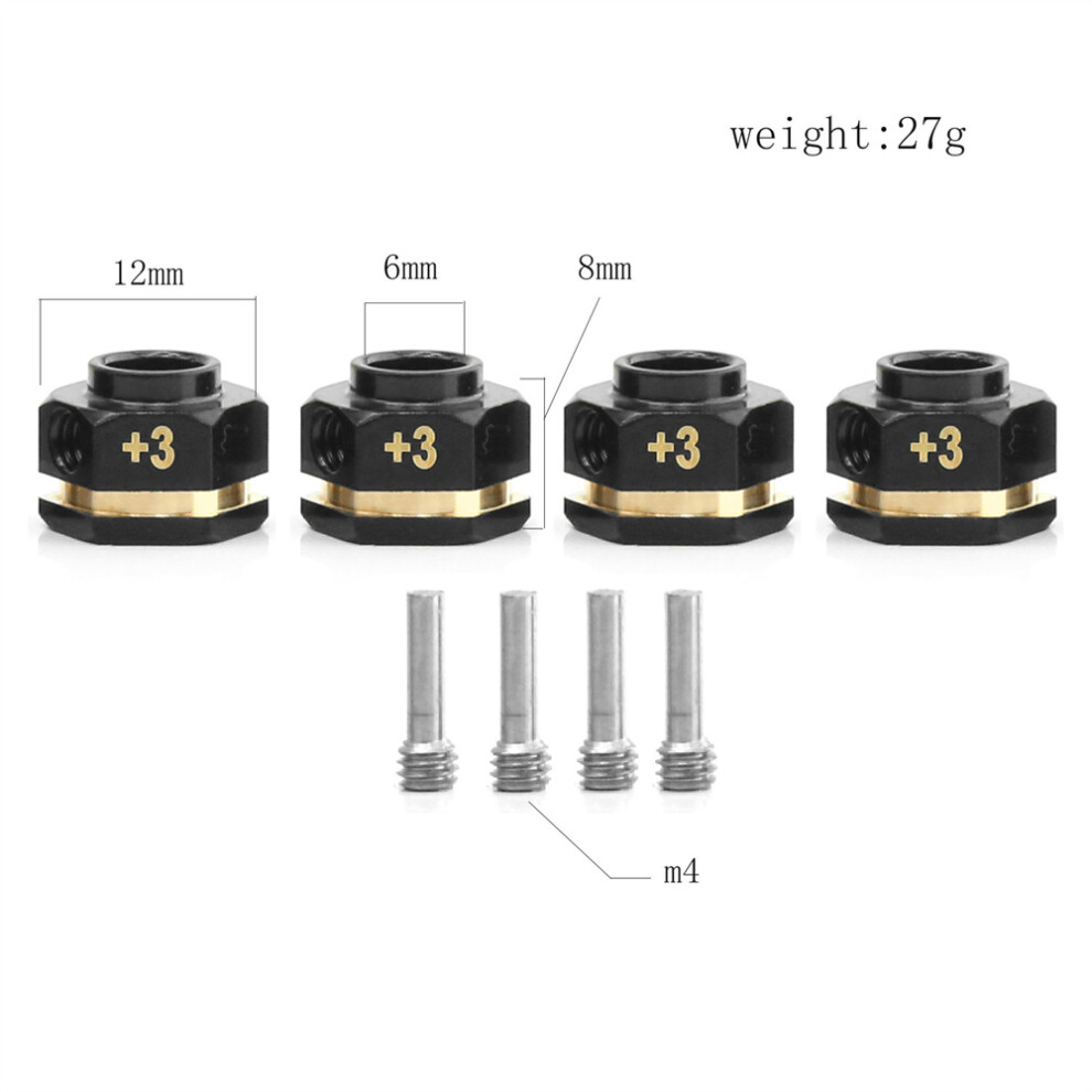 (+3Mm) 12Mm Hex Brass Wheel Hex Hub Extenders For Traxxas Trx4 Trx6 Rc Car Accessories 110691703859