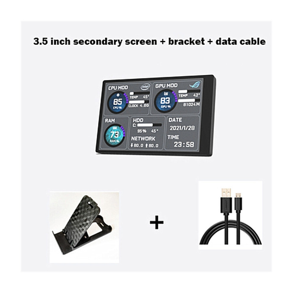 (Basic Screen) Computer Monitor For Mini Itx Case 3.5" Ips Type-C Secondary Screen Cpu Gpu Ram Hdd Usb Display Aida64 +Stand + Usb Hub 110691703682