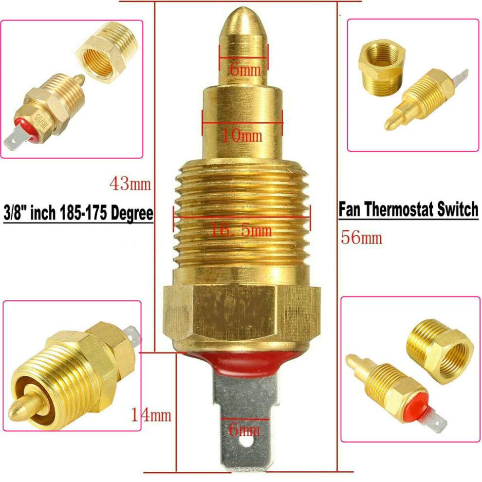 Npt3/8" Auto Engine Cooling Electric Fan Thermostat Switch 175-185??F Gold 113121875805