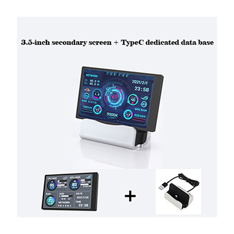 (Screen+Base) Computer Monitor For Mini Itx Case 3.5" Ips Type-C Secondary Screen Cpu Gpu Ram Hdd Usb Display Aida64 +Stand + Usb Hub 110691703699