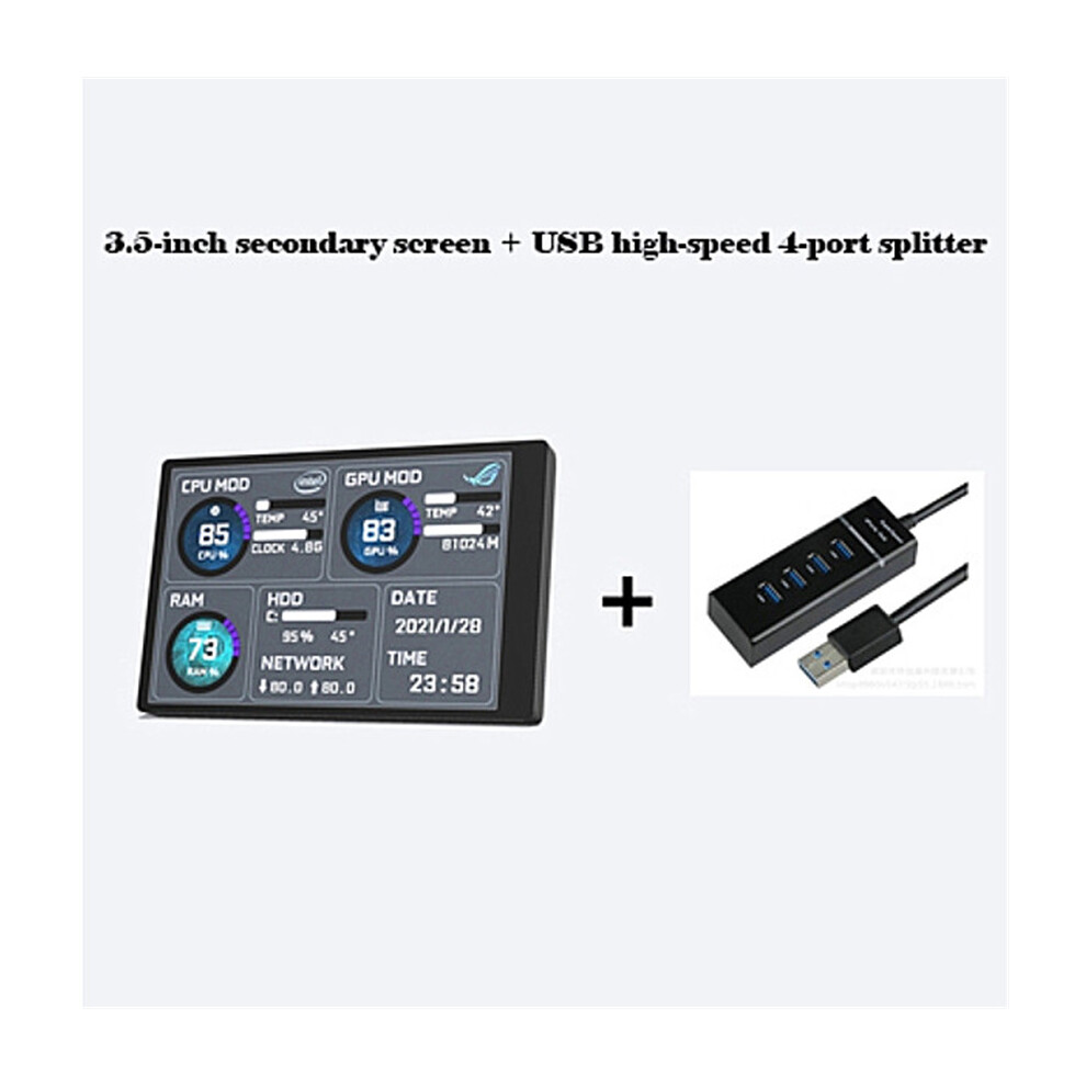 (Screen+Integrator) Computer Monitor For Mini Itx Case 3.5" Ips Type-C Secondary Screen Cpu Gpu Ram Hdd Usb Display Aida64 +Stand + Usb Hub 110691703705