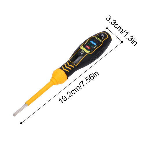 Spannungsprüfer-Stift mit Schraubendreher, 3-LED, gelb 1