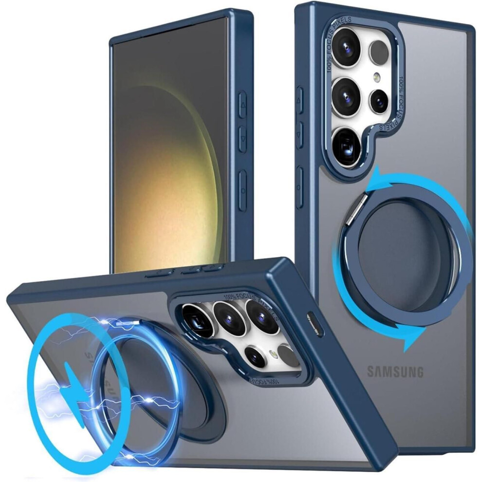 For Samsung Galaxy S23 Ultra / S22 Ultra 6.8 Inch Case With 360 Rotatable Magnetic Ring Kickstand [Compatible With Magsafe] Military Grade Shockproof 609808354621