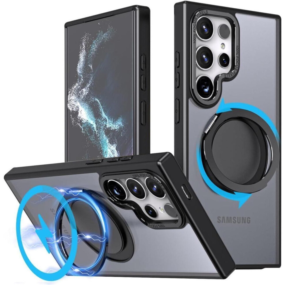For Samsung Galaxy S23 Ultra / S22 Ultra 6.8 Inch Case With 360 Rotatable Magnetic Ring Kickstand [Compatible With Magsafe] Military Grade Shockproof 609808354614