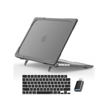 MacBook Air 15 Inch 2024 2023 Release Model A3114 A2941 with M3 M2 Chip & Touch ID Hard Shell Dual Layer Protective Cover with Fold Stand and & Keyboa