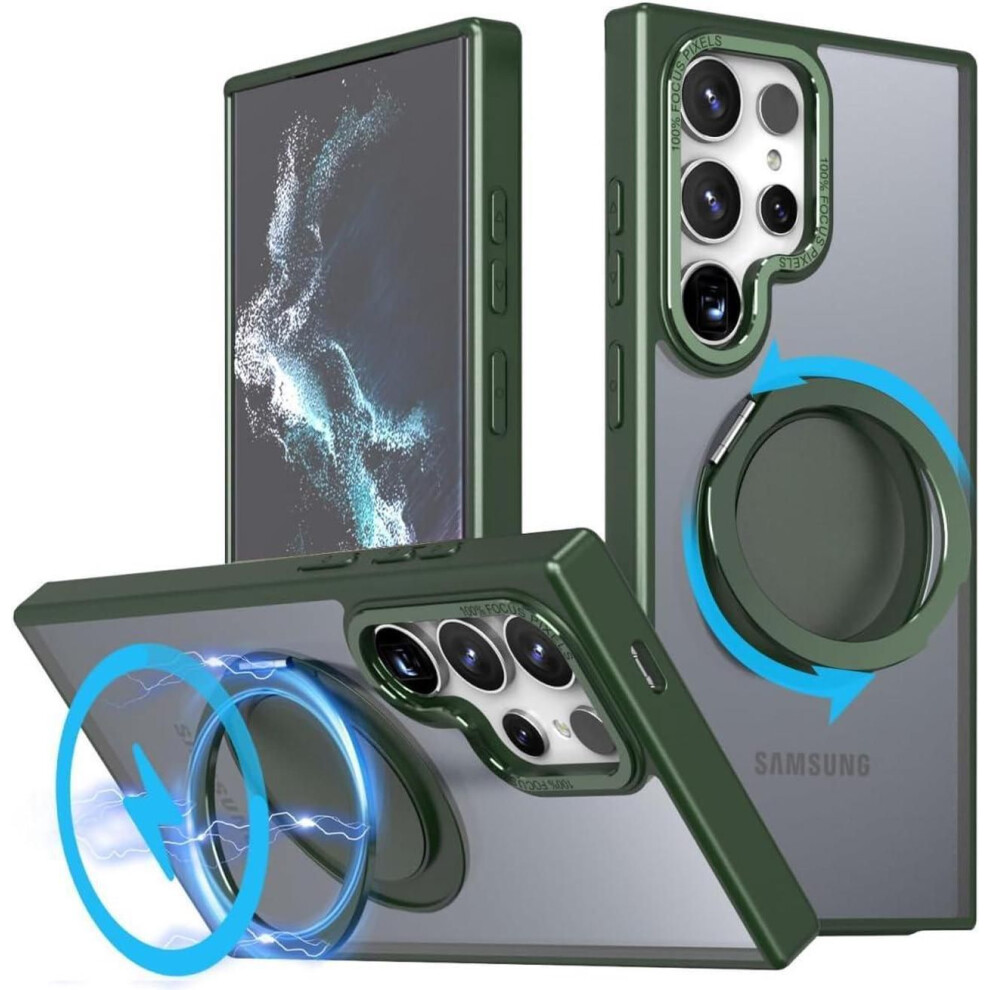 For Samsung Galaxy S23 Ultra / S22 Ultra 6.8 Inch Case With 360 Rotatable Magnetic Ring Kickstand [Compatible With Magsafe] Military Grade Shockproof 609808354638