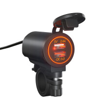 (Orange light) Car Charger Socket QC 3.0 + USB Port Touch Switch Phone Fast Charging