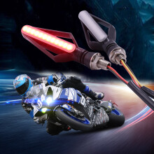 (Red/Yellow) 2PCS Motorcycle LED Turn Signal Lights Motorbike Indicator Lamps Moto Flasher