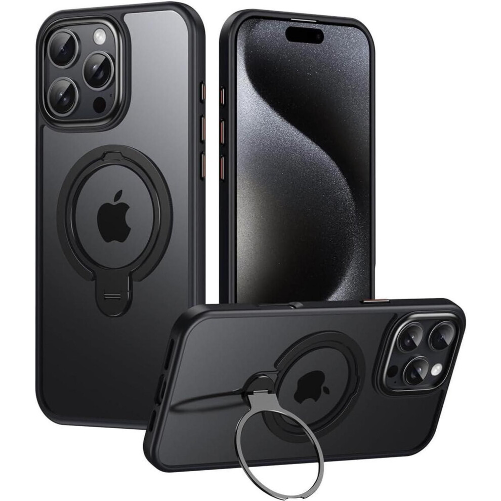 Magnetic Ring Case Compatible With Iphone 15 Pro 360 Rotatable Case Compatible With Magsafe Invisible Stand Translucent Matte Shockproof Cover For Ip 609808354720
