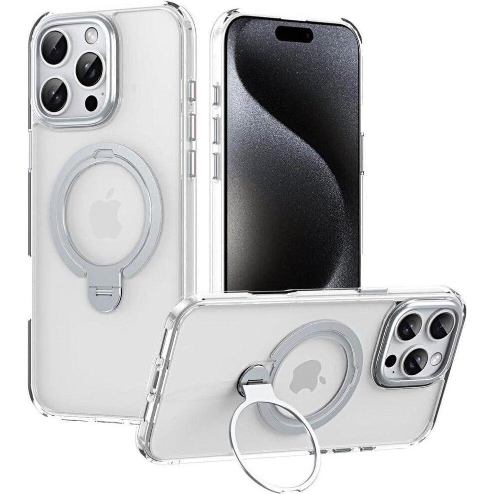 Magnetic Ring Case Compatible With Iphone 15 Pro 360 Rotatable Case Compatible With Magsafe Invisible Stand Translucent Matte Shockproof Cover For Ip 609808354737