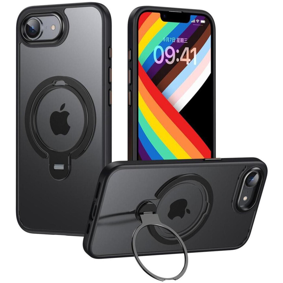 Strong Magnetic For Iphone 16E Case 2025 With Stand,Fit For Magsafe, 360Rotatable Ring Designed,Translucent Matte Texture Protective Military Grade S 609808354652