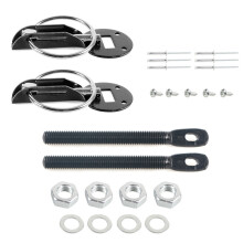 Car Bonnet Pin Locking Kit For Race Track Car Hood Latch Catch Universal Black