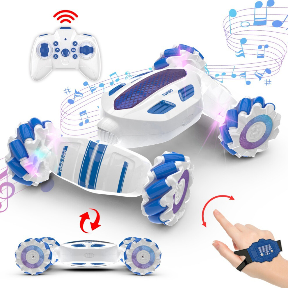 (Blue) Hand Gesture 360 Sensing Rc Stunt Car Off-Road Remote Control Twist Car Toy Blue 110691692184