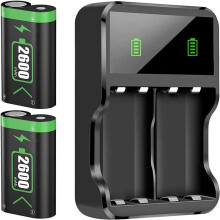 Rechargeable Battery Pack and Charger for Xbox Series / Xbox One, 2 Pack 2600mAh Battery for Xbox Series X / S, Xbox One / X / S / Elite Wireless Cont