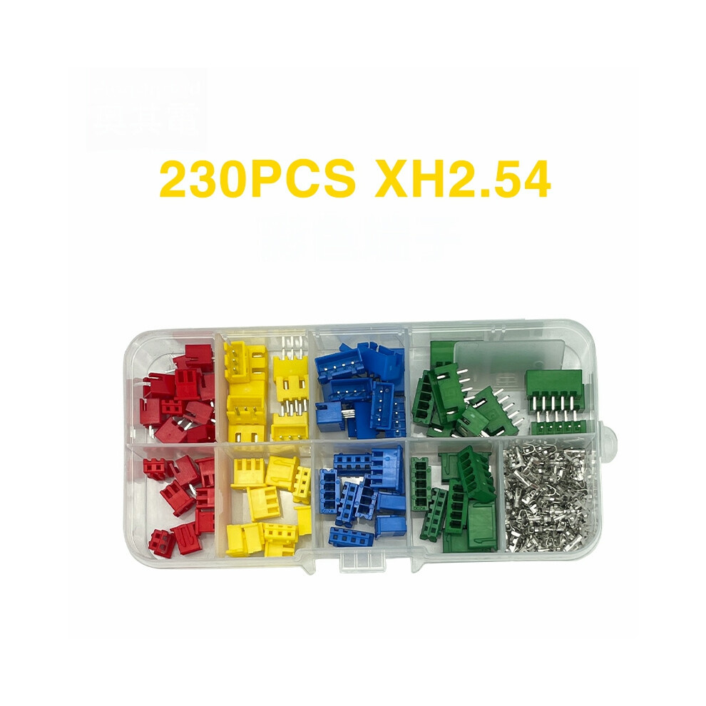 (230Pcs) 230Pcs Xh2.54 320Pcs Color Terminal 2P3p4p5 Pin Xh2.54mm Pitch Terminal Kit Red/Yellow/Blue 115295400531
