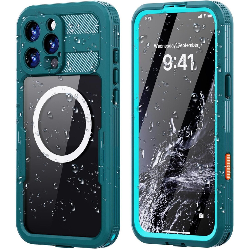 For Iphone 16 Pro Max Waterproof Case Compatible With Magsafe, Magnetic Waterproof Full Body Ip68 Underwater Case Built-In Screen Protector Dropproof 609808391145