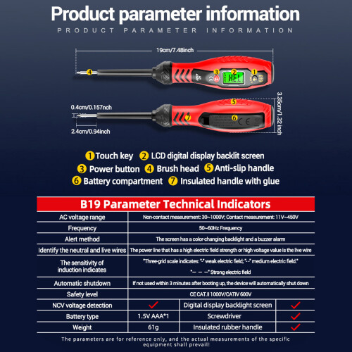 Spannungsprüfer-Stift mit PH-Schraubendreher-Bit, Rot 1