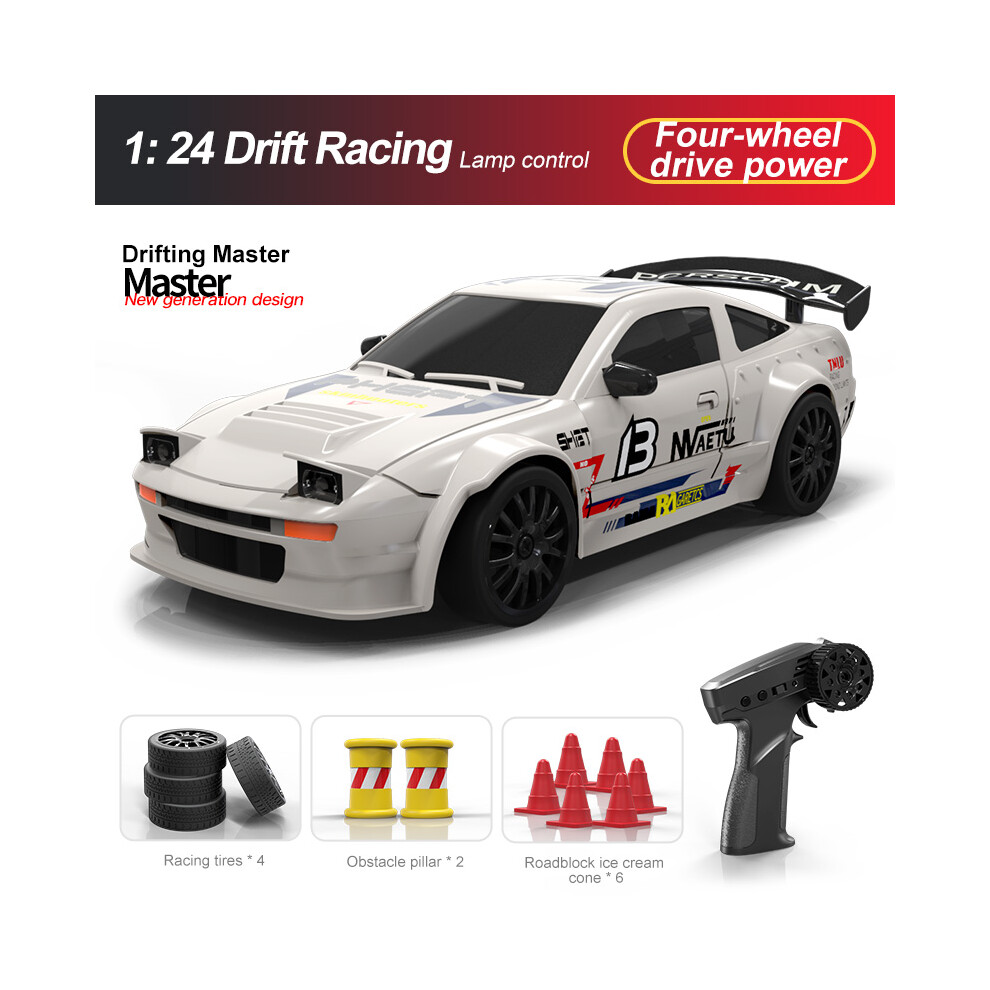 (White) Remote Control Car 1/24 15Km/H 2.4Ghz 4Wd Rc Drift Racing Car White 110691692399