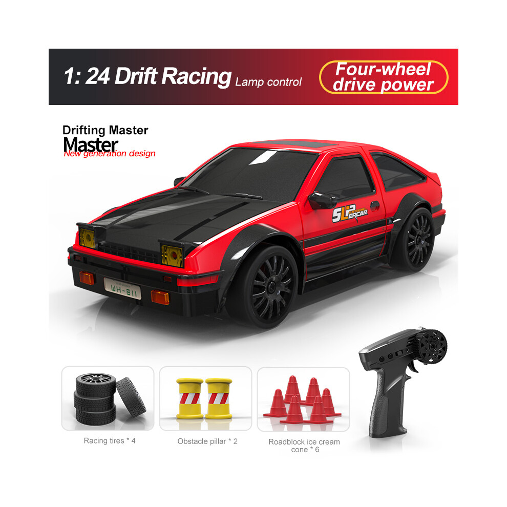 (Red) Remote Control Car 1/24 15Km/H 2.4Ghz 4Wd Rc Drift Racing Car Red 110691692382