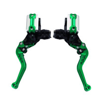 (Red) CNC Aluminum 7/8" Adjustable Brake Clutch Lever for Motorcycle, Hydraulic Double Pump Handlebar