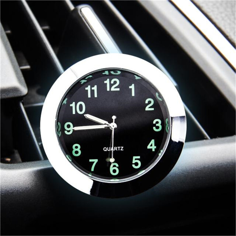 (Silver) Small Mini Pocket Clock Luminous Quartz Analog Watches Stick On For Car Boat Silver 110691673565