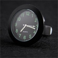 (Black) Small Mini Luminous Quartz Analog Pocket Watch - Stick-On for Car & Boat