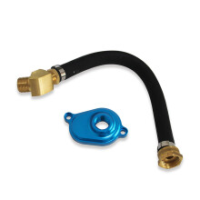 (Blue) 6.0L Oil Cooler Flush Kit w/Aluminum Adapter for Ford 03-10