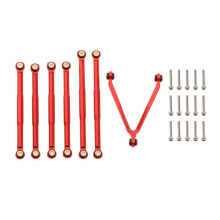 (Red) 7PCS Metal Rod Link Linkage Set for 1/24 Axial SCX24 AXI90081 Crawler Buggy Car
