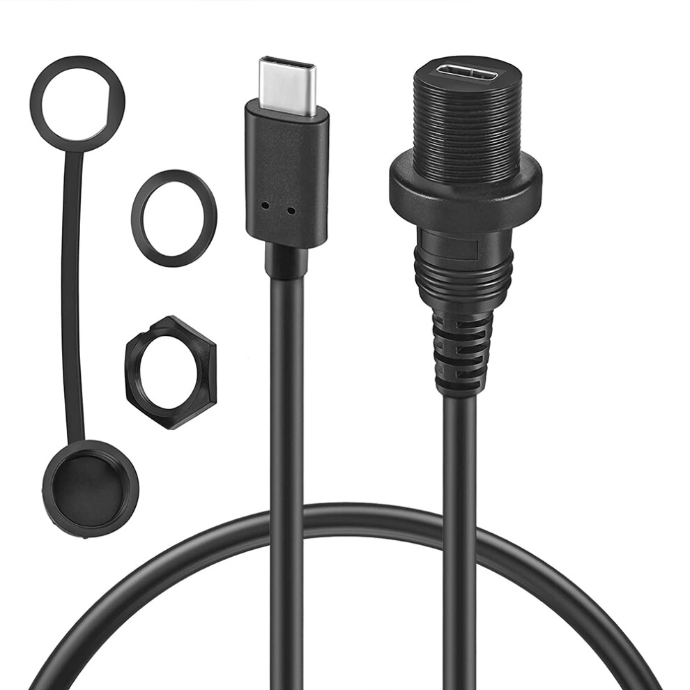 (3.0 Type-C Male To Female (5Gbps)) Usb C 3.1 Male To Female Waterproof Kit Car Dash Panel Mount Adapter Flush Cable 110691682543