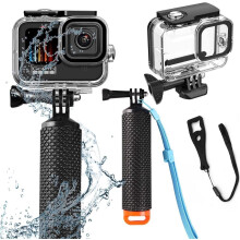 Compatible for Go Pro Hero 13 12 11 10 9 Black Waterproof Housing Case 60M/196FT Protective Underwater Dive Case Shell with Cameras Handle Mount Acces