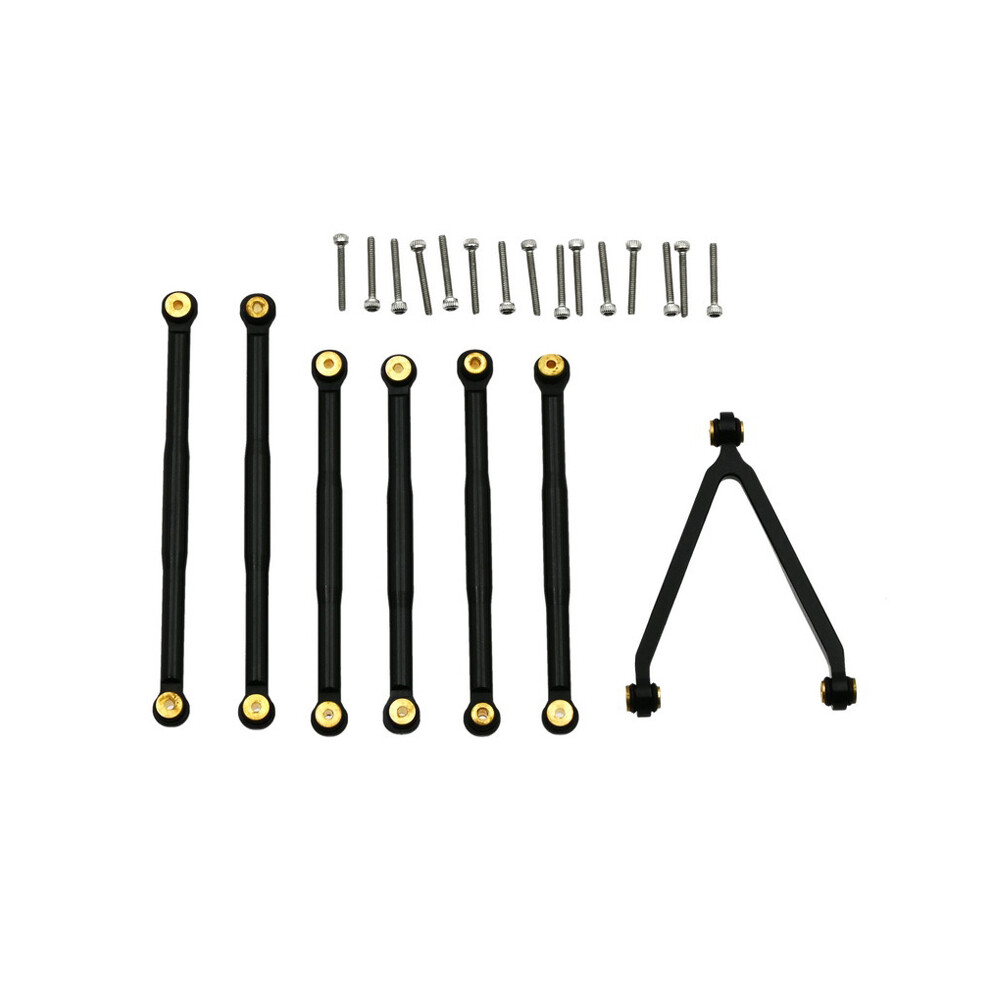 (Black) 7Pcs Metal Rod Link Linkage Set For 1/24 Axial Scx24 Axi90081 Crawler Buggy Car Black 110691706096