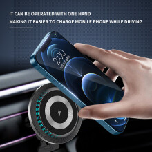 New LED Lights Magnetic Wireless Charger Car Holder Phone Stand Fast Charging