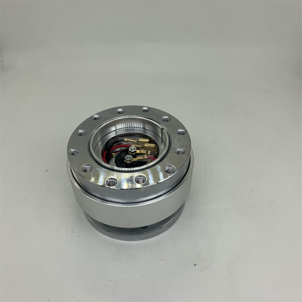 (Silver) Steering Wheel Quick Release Hub Adapter Snap-On Bolt Kit Universal Adapter Silver 110691674586