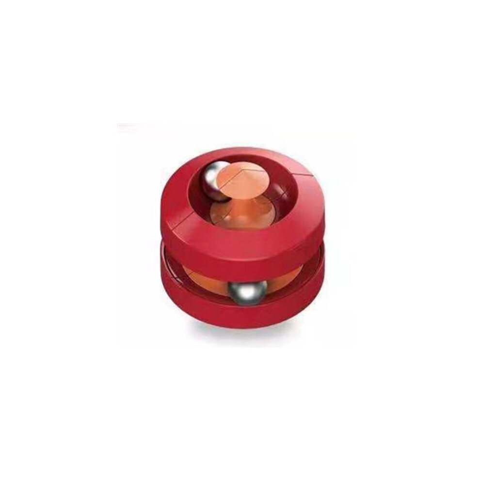(Red) Orbit Ball Fidget Toy for Stress & Anxiety Relief - Spinning ADHD Decompression Toy