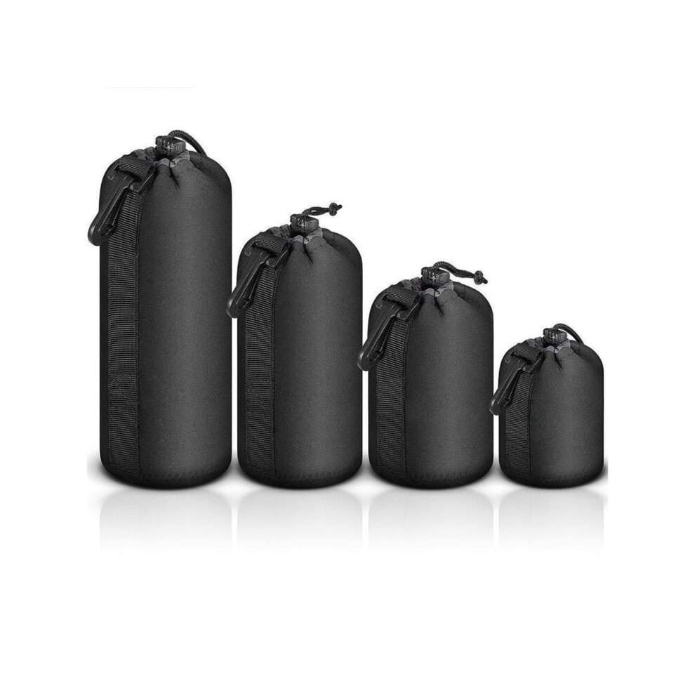 4X Zipper Lens Case Lens Pouch Bag With Thick Protective Neoprene For Dslr Camera Lens (Fit For Canon, Nikon, Sony, Olympus, Panasonic) Includes: Smal 609808371833