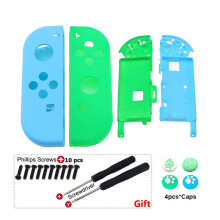 (Blue+Green) Replacement Case Shell Cover Protector with Thumb Caps Kit for Nintendo Switch Joy-Con Controller